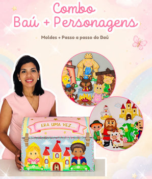 Combo Baú Encantado + Personagens - Apostila de Moldes